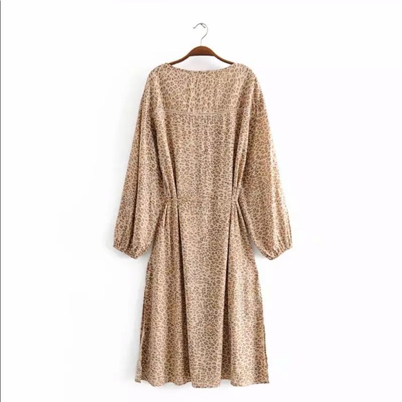 Bohemian Leopard Print Maxi Dress Button Up Gypsy - Picture 8 of 16